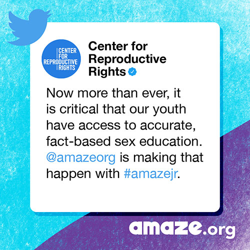 Now more than ever, it is critical that our youth have access to accurate, fact-based sex education. @amazeorg is making that happen with #amazejr.